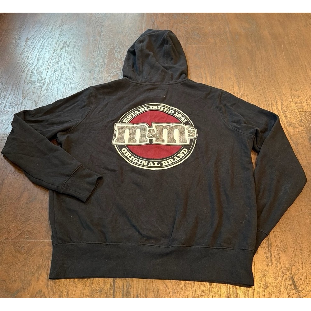 M&M's Original Brand Sweatshirt Black Pullover Crewneck Graphic Logo Adult